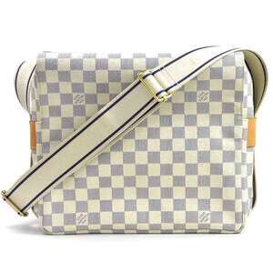 Louis Vuitton Damier Azur White Naviglio Crossbody Shoulder Bag White Canvas